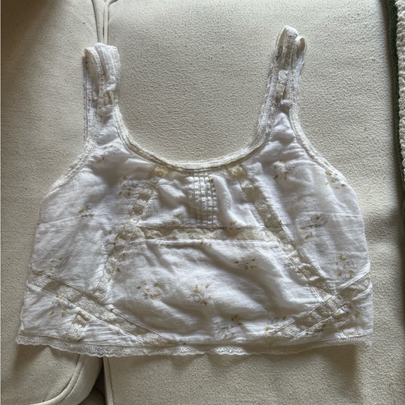 Vintage Billabong cropped paisley white and yellow tank top - Picture 2 of 7